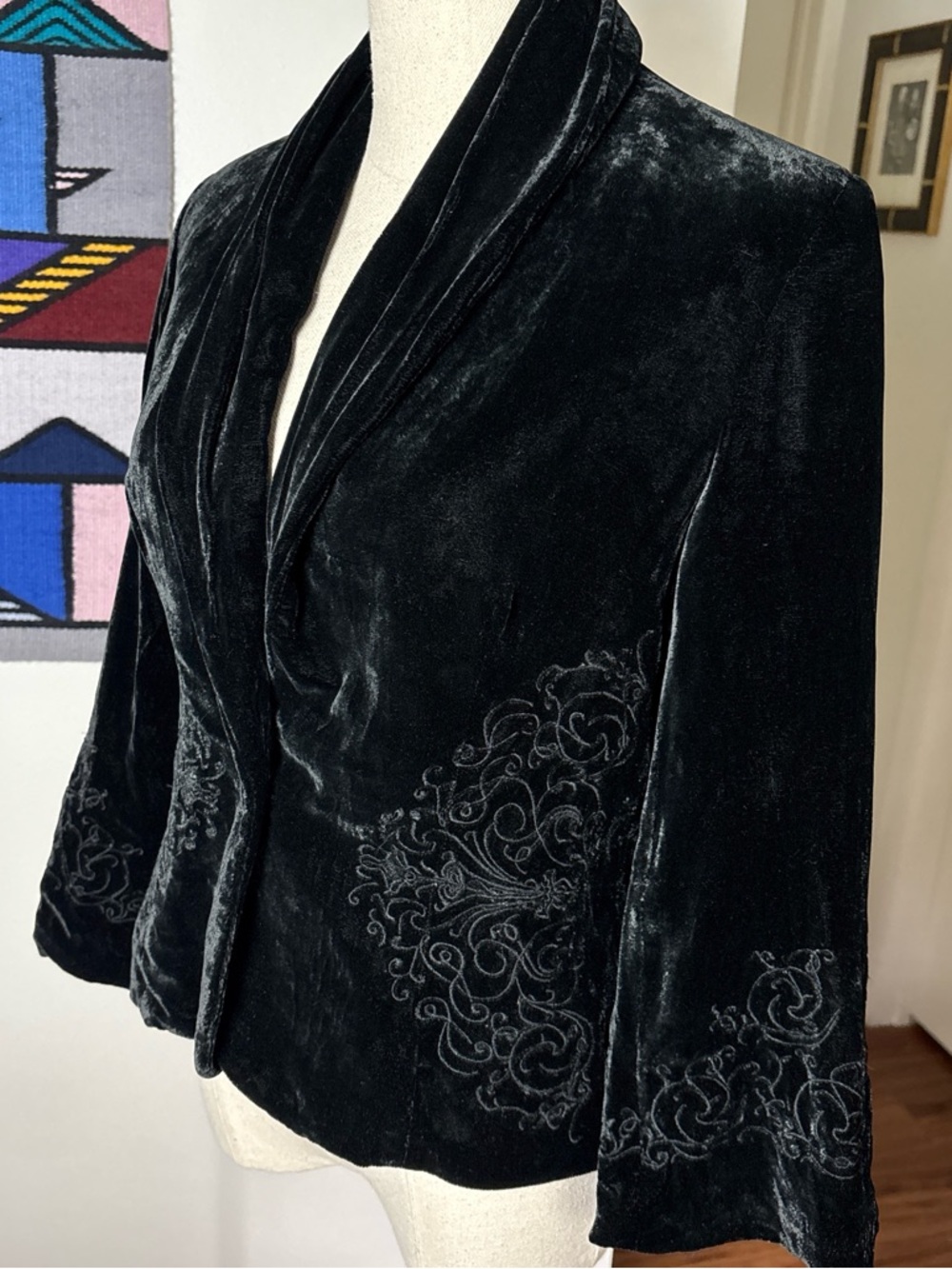 VTG Y2K Black Velvet Whimsigoth Blazer